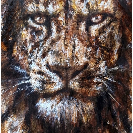 Lion peinture de l'artiste Sandrot édition sur aluminium signée et numérotée